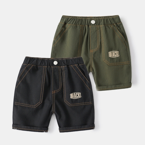 Quần short kaki thêu chữ phối viền cho bé trai