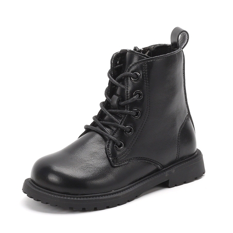 Giày boot Martin cổ thấp phong cách Anh Quốc khóa kéo một bên cho bé gái