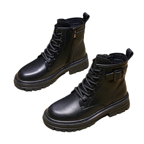Giày boots Martin đế bằng cổ ngắn phong cách Anh Quốc dành cho nữ