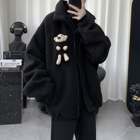 Áo khoác lông cừu form rộng unisex phong cách thời trang Hàn Quốc