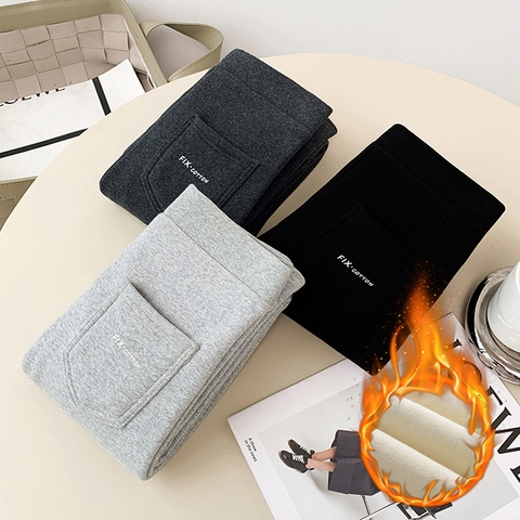 Quần legging lông cừu ấm áp, lưng cao ôm dáng, thiết kế sang trọng