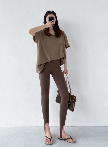 Quần legging vải da cá lưng cao ôm dáng dành cho nữ tập yoga