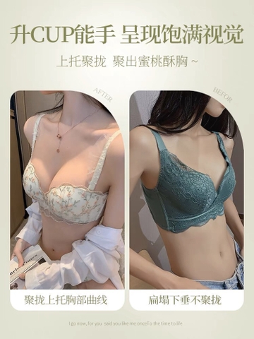 Bộ đồ lót phối ren nâng ngực chống chảy xệ, không gọng thép dành cho nữ