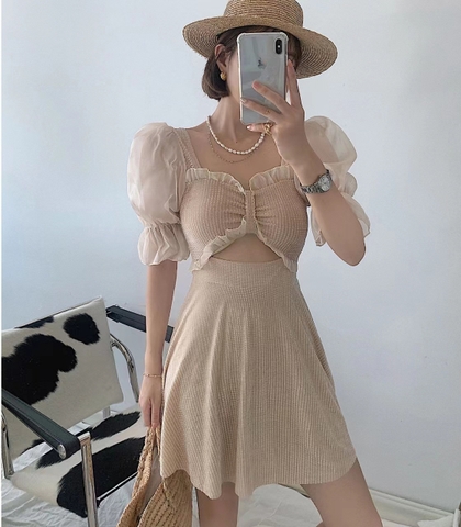 Bộ đồ bơi một mảnh nữ kiểu dáng kín đáo che bụng phong cách Hàn Quốc