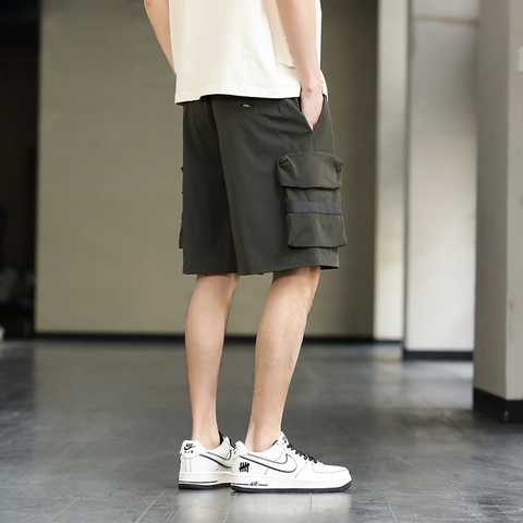 Quần short nam túi hộp thoải mái chất thô mát lưng chun