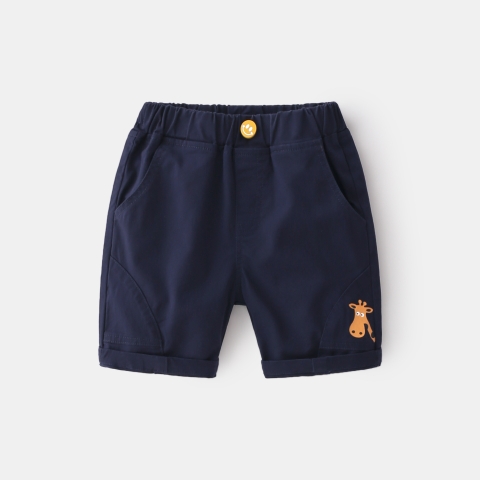 Quần short kaki cotton thoáng khí in hình hươu cao cổ cho bé trai