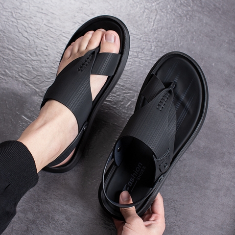 Dép sandal nam xỏ ngón chất da cao cấp chống thấm nước