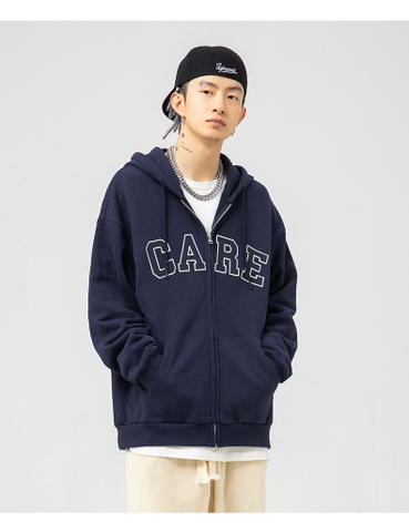 Áo khoác unisex dài tay thêu chữ CARE thời trang cặp đôi