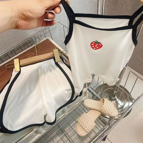 Bộ đồ hai dây co giãn lưng cao màu sắc dễ thương dành cho bé gái