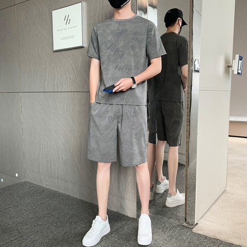 Bộ đồ ngắn tay in chữ thời trang dành cho nam