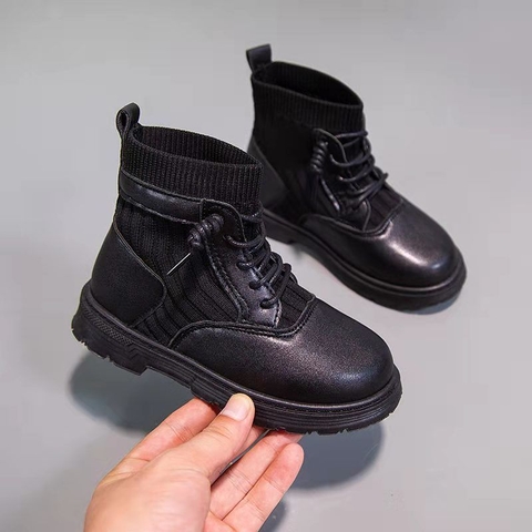 Giày boot Martin UNMUN đế mềm phong cách Hàn Quốc mới cho bé gái