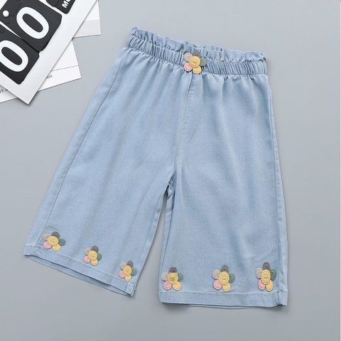 Quần lửng 7 tấc kiểu dáng mỏng phong cách đơn giản dành cho bé gái