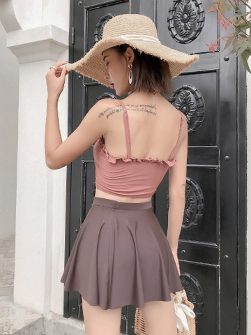 Bộ đồ bơi ba mảnh kiểu dáng Nhật Bản nhỏ nhắn, dễ thương có lớp lót an toàn