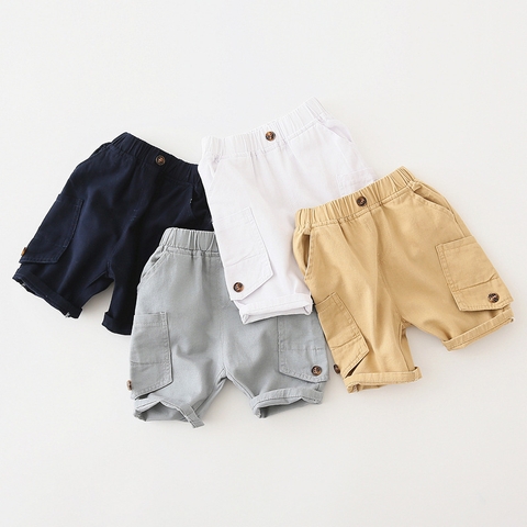Quần short kaki bé trai phối túi phong cách Hàn Quốc