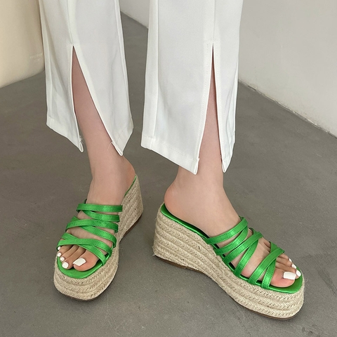 Giày sandal đế xuồng nữ phong cách La Mã thời trang đi biển mùa hè