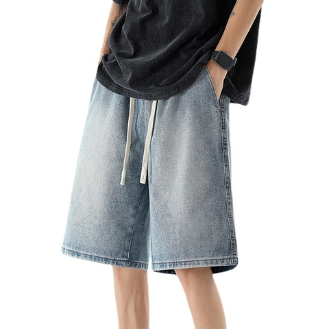 Quần short jean nam dây rút phù hợp thời trang năng động