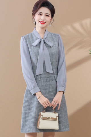 Đầm một mảnh tay dài thời trang mới phong cách nhẹ nhàng kiểu dáng phương Tây