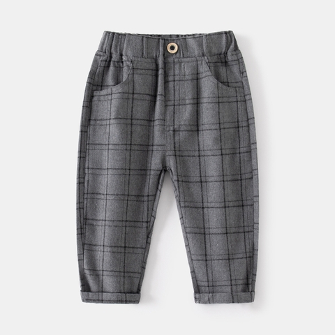 Quần dài cotton mềm mại họa tiết sọc caro cho bé trai
