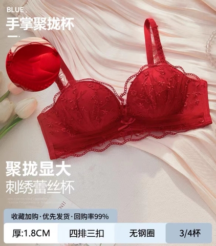 Bộ đồ lót phối ren nâng ngực chống chảy xệ, không gọng thép dành cho nữ