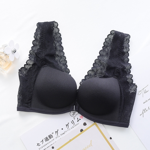 Áo bra nữ cài phía trước nâng ngực phối dây ren thời trang không gọng thép