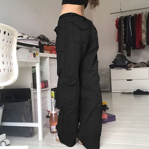 Quần kaki unisex túi hộp ống suông cổ điển phong cách đường phố
