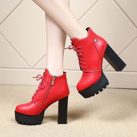 Giày boots cổ ngắn thời trang mũi tròn, chống thấm nước