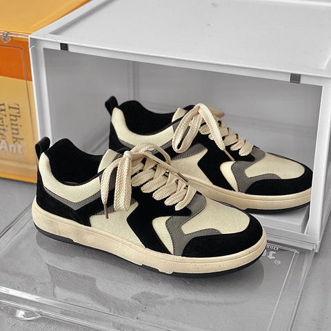 Giày thể thao nam canvas phối da xen kẽ màu