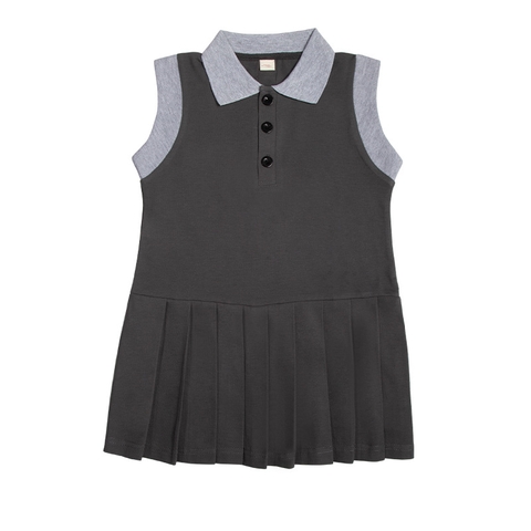 Đầm cổ polo không tay kiểu dáng xếp ly hợp thời trang dành cho bé gái