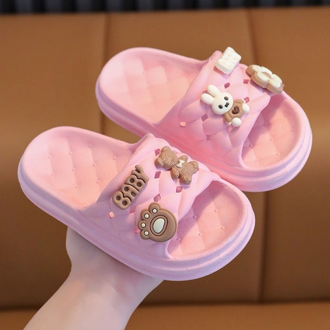 Dép UNMUN đế mềm tránh trơn trượt gắn sticker dễ thương cho bé gái