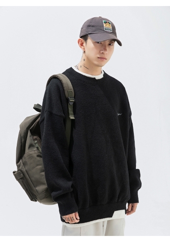 Áo len unisex giả hai lớp form rộng phong cách retro