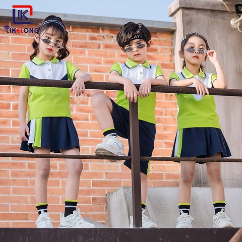 Bộ đồ thể thao ngắn tay cổ Polo phối màu cho bé trai