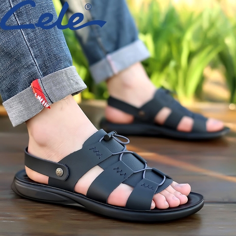Dép sandal nam chất da mềm đế cao su chống trơn trượt
