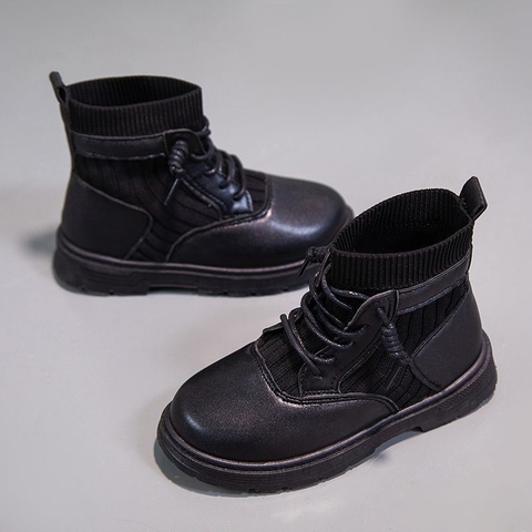 Giày boot Martin UNMUN đế mềm phong cách Hàn Quốc mới cho bé gái