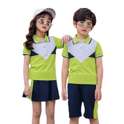 Bộ đồ thể thao ngắn tay cổ Polo phối màu cho bé trai