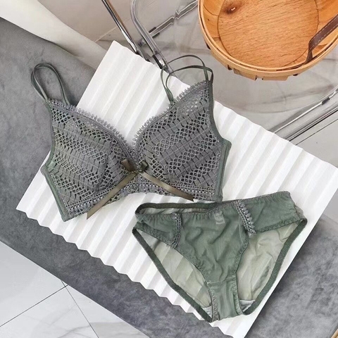 Bộ đồ lót phối ren không gọng thép nâng ngực gợi cảm dành cho nữ