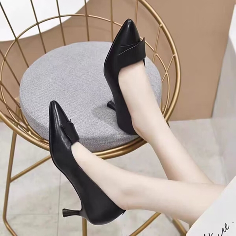 Giày da công sở mũi nhọn màu đen