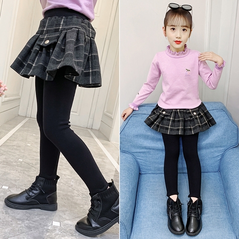 Quần legging giả váy có lớp nhung dày thời trang kiểu dáng mới dành cho bé gái