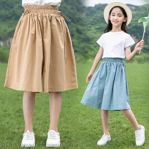Quần giả váy ống rộng kiểu dáng mỏng phong cách đơn giản dành cho bé gái