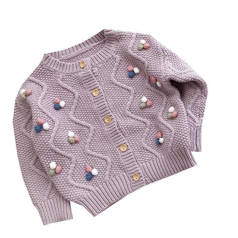 Áo len cardigan dệt kim phối nhiều màu sắc dễ thương dành cho bé gái