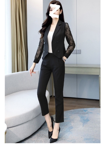 Bộ đồ vest hai mảnh ôm dáng thời trang cao cấp dành cho nữ