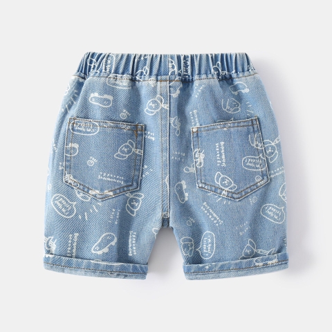 Quần short denim in họa tiết hoạt hình cho bé trai