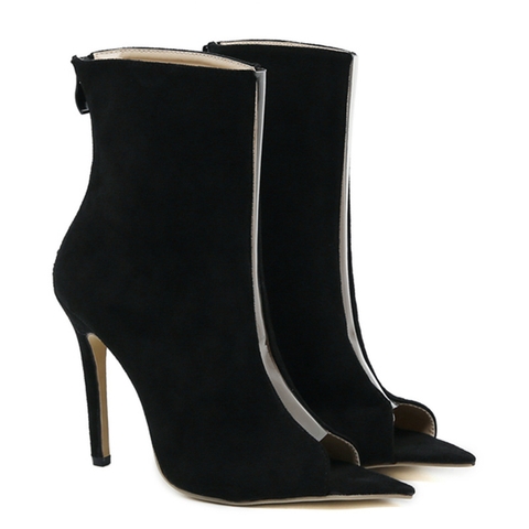 Giày boots nữ hở mũi, phong cách Âu Mỹ độc đáo