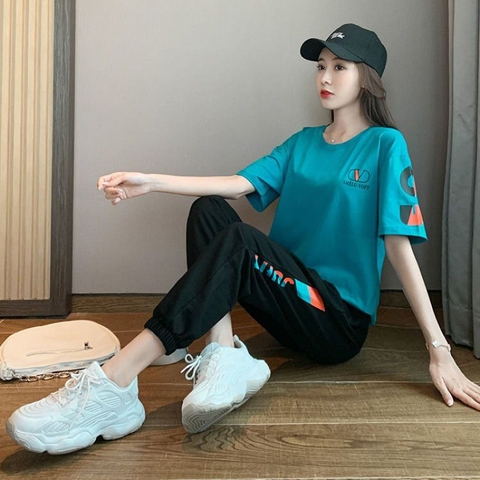 Bộ đồ cotton mỏng xu hướng thời trang giản dị dành cho các môn thể thao