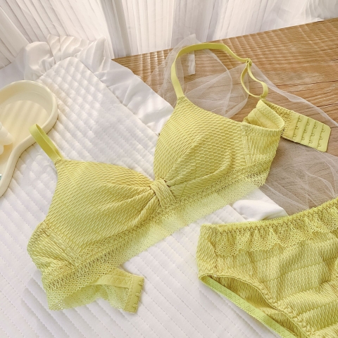 Bộ đồ lót nữ cup hình tam giác nâng ngực chống chảy xệ, phong cách tươi mới ngọt ngào
