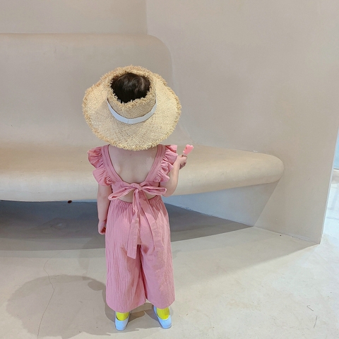 Áo liền quần tay phối ren hở lưng thời trang dành cho bé gái