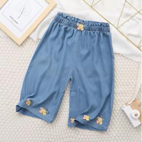 Quần lửng 7 tấc kiểu dáng mỏng phong cách đơn giản dành cho bé gái