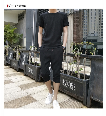 Bộ đồ nam trơn đơn giản chất đũi xốp mát hợp thời trang