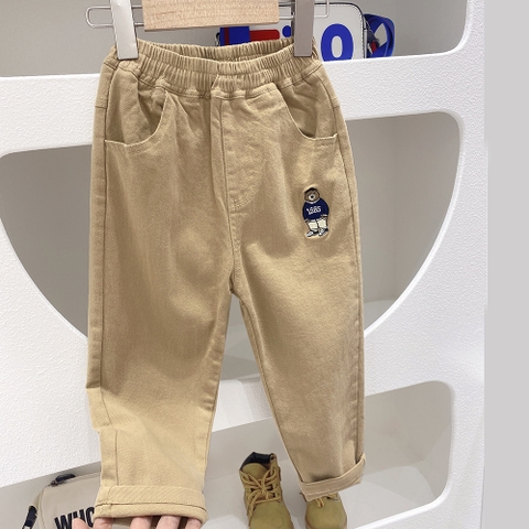 Quần kaki thêu gấu phong cách Hàn Quốc cho bé trai