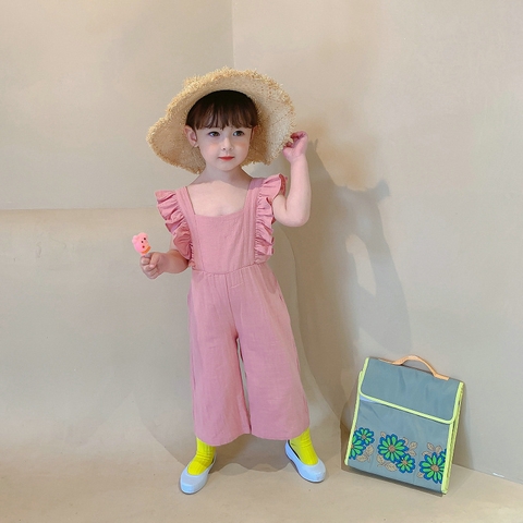 Áo liền quần tay phối ren hở lưng thời trang dành cho bé gái