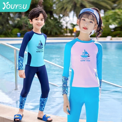 Bộ đồ bơi in hình dài tay chống nắng cho bé trai và bé gái